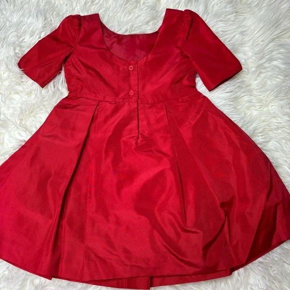 NWT Janie and Jack solid red fit and flare holiday dress size 18-24 months - Picture 5 of 7